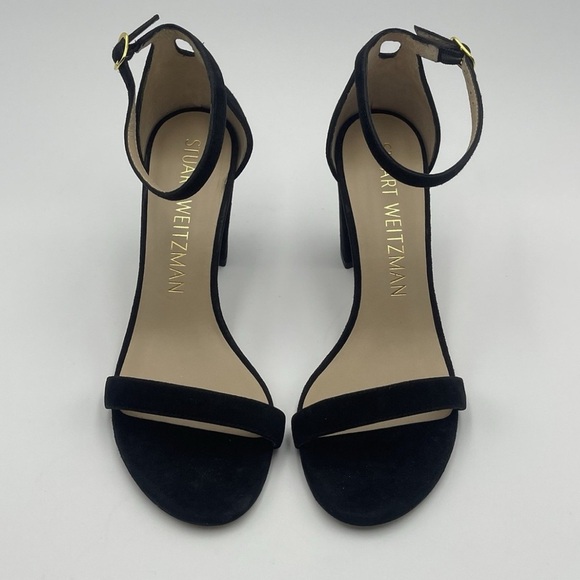 Stuart Weitzman Nearlynude Black Suede Heels Sandal SZ 9.5 EU 39.5 MSRP $630 - Picture 6 of 7